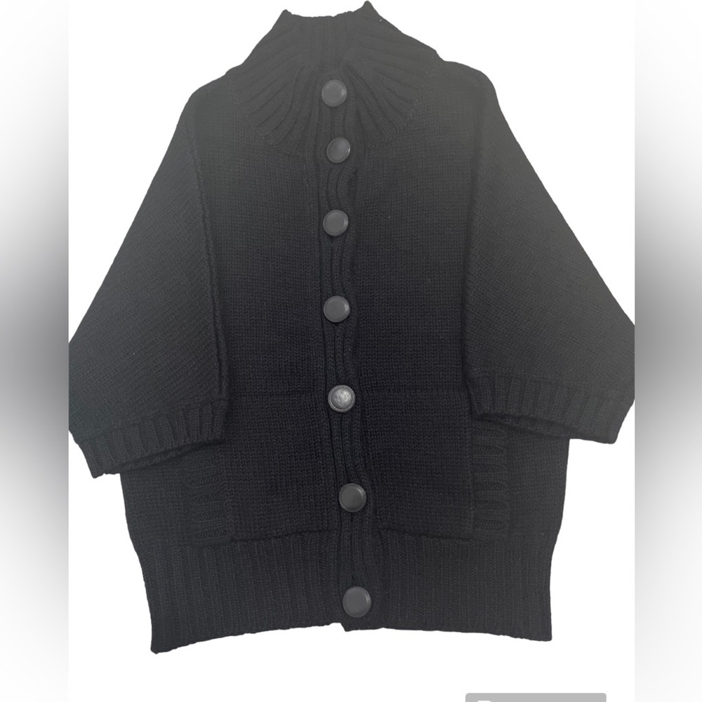 Anntarah Baby Alpaca Black Cardigan with inverted pockets  Size S